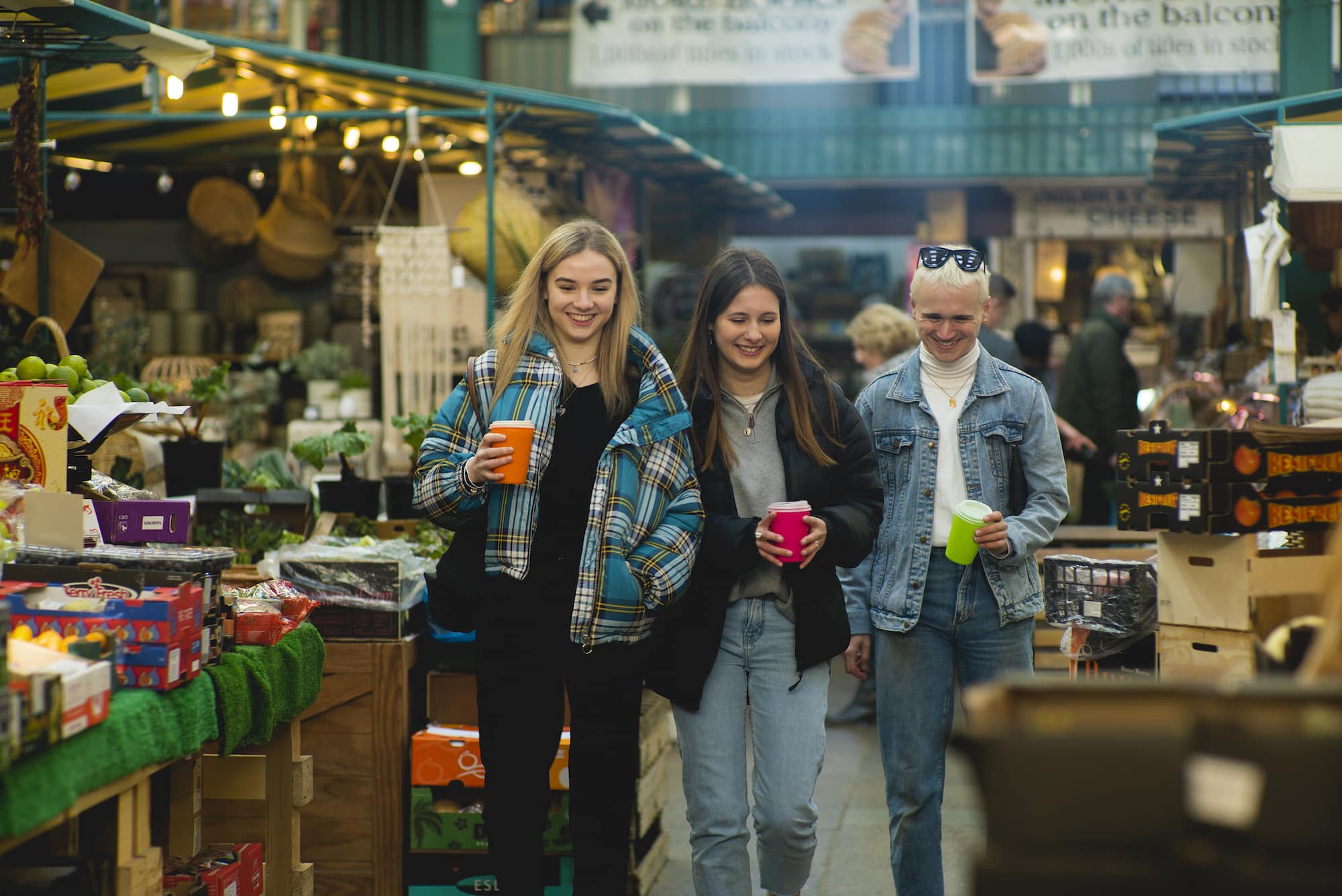 students with zero waste cups